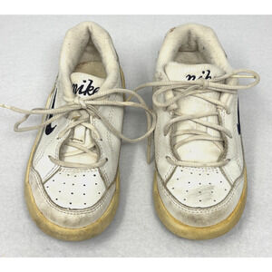 Nike size 9c Toddler‎ Running Shoe Lace-Up White W/Navy Swoosh Wear